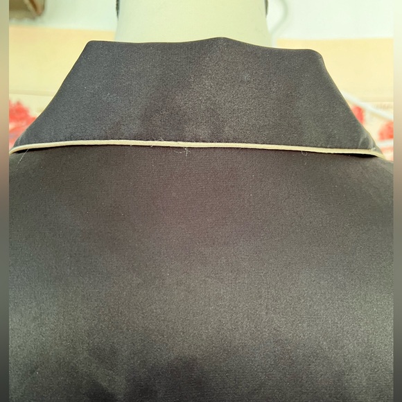 Women’s silk like PJ top. This black with white piping. Pit to pit 23”. On trend - Picture 3 of 5